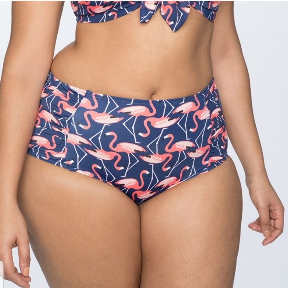 Eloquii High Waisted Flamingo Swim Bottoms 12W NWT